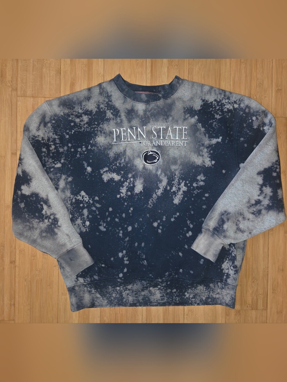 Penn State Grandparent Tie-Dye Crewneck Sweatshirt - Navy & Gray